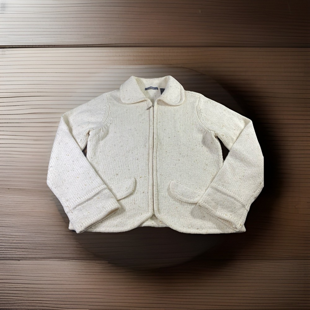 Liz Claiborne Cotton Blend  FullZip Cardigan Sz L Classic Luxury Old Money